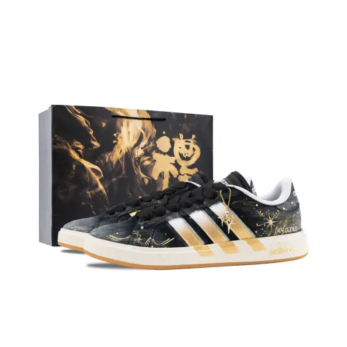 Adidas Grand Court Base 00s Ink Night Star Скейтборд Кроссовки Устойчивые к Износу Унисекс Черный Золото
