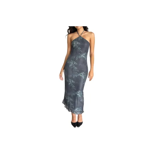 Motel Rocks Ribka Midi Dress In Выцветший Botanical Green Slip Dress Women's