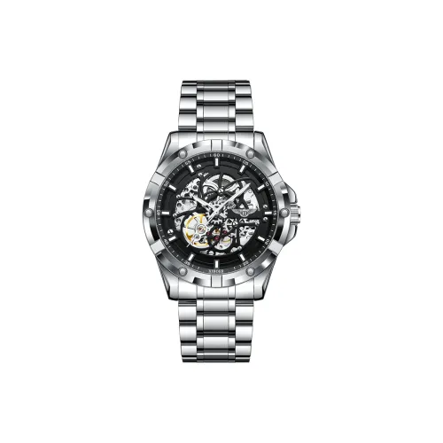 XIBOER Bentley Автоматический Механический Механизм Ремешок из Нержавеющей Стали Часы Мужские Черный Циферблат