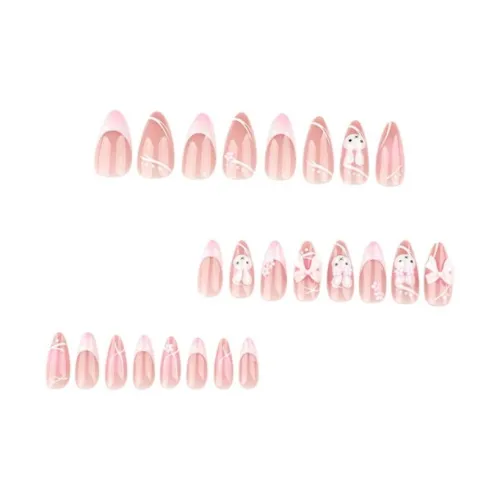 OEING False Nail Миндальный Белый Розовый Смужка Милый