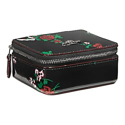 COACH Ювелирные украшения Bo Лакированная кожа Хранение Коробка Мини Женские Черный с Серебряный