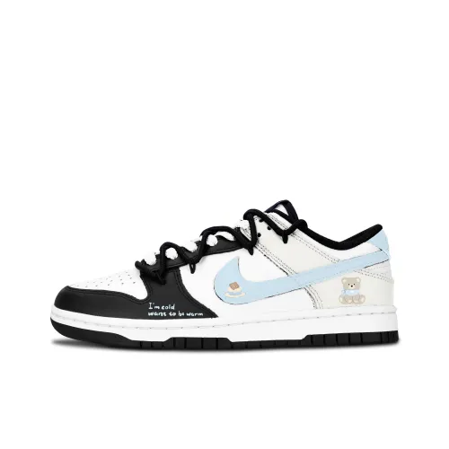 Nike Dunk Черный Белый Теплый Синий Медвежонок Устойчивый к истиранию Низкий Топ Скейтборд Кроссовки Унисекс Синий