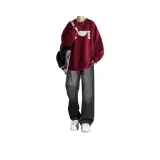 Одежда Комплекты] Кошка Тень Красный Свитшот + Серые Джинсы