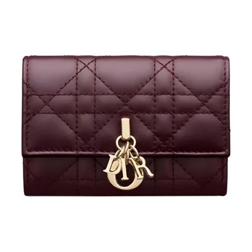 DIOR Lambskin Wallet Women's Brown