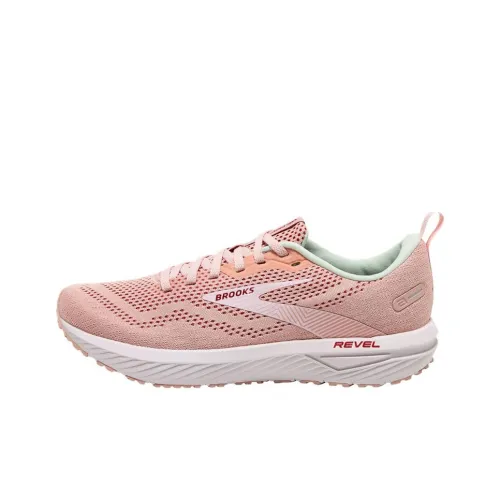Brooks Revel 6 Slip-Resistant Abrasion-Resistant Low Top Casual Running Shoes Women's Pink White Брэдс Revel 6 Slip-Resistant Abrasion-Resistant Низкий Топ Повседневные Беговые Кроссовки Женские Розовый Белый