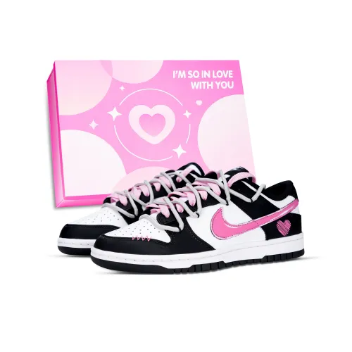 Nike Dunk GOOD Настроение Устойчивые к истиранию Низкие Кроссовки для скейтбординга Унисекс Черный Белый Розовый