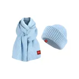 Синяя вязаная шапка + шарф