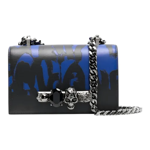 Alexander McQueen JEWELLED SATCHEL Телячья кожа Сумка через плечо Мини Женская Синий Черный
