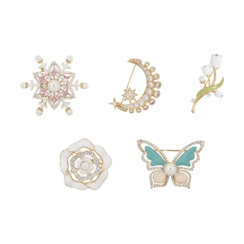 Британский музей Синтетический кубический цирконий Золото с покрытием Медь Искусственная жемчужина Броши Женские