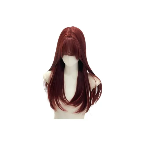 MUNINGFEI Полный комплект Малиново-красный Женский парик Высокотемпературная пряжа
