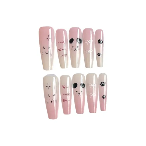 OEING False Nail Длинный Розовый Градиентный Кошачий глаз