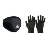 Черные наушники с меховыми капюшонами + термические перчатки