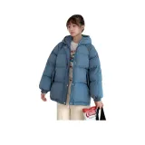 Синий хлопковый пуховик