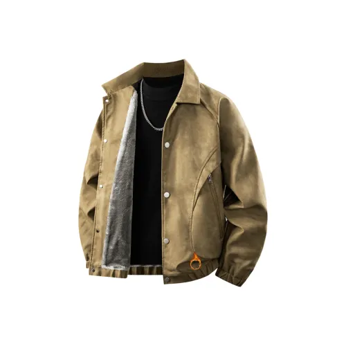 EMINU Отложной воротник кожа куртка мужской