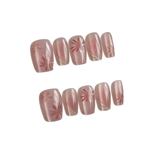 OEING False Nail Короткий Квадрат Розовый Однотонный Кошачий глаз