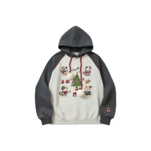 XIAOLIZI Серый Пэчворк Флисовая Подкладка Унисекс Свитшоты