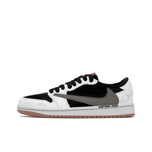 Travis Scott x Jordan Air Jordan 1 Устойчивые к истиранию Низкие Баскетбольные Кроссовки Унисекс