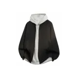 Чёрный пуховый пиджак с воротником бейсболки