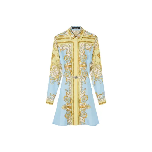 VERSACE Fw25 Длинное платье с длинными рукавами женское