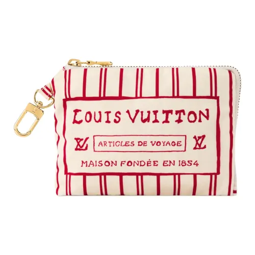 LOUIS VUITTON Bucket Label Clutch Women's Beige Red LOUIS VUITTON Ведрообразный Этикетка Клатч Женские Бежевый и Красный