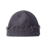 Однотонный рваный капюшон [темно-серый]