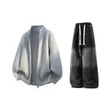 Фотиния Серый + Черный Джинсы с Флисовой Подкладкой