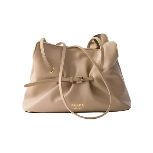 PRADA DADA Овечья кожа Плечевая сумка Маленькая Женская Песочно-желтая