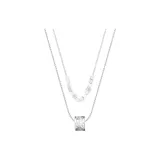 Двухслойный, многослойный, тонкая подвеска, ожерелье с цирконом - серебряное, 2004