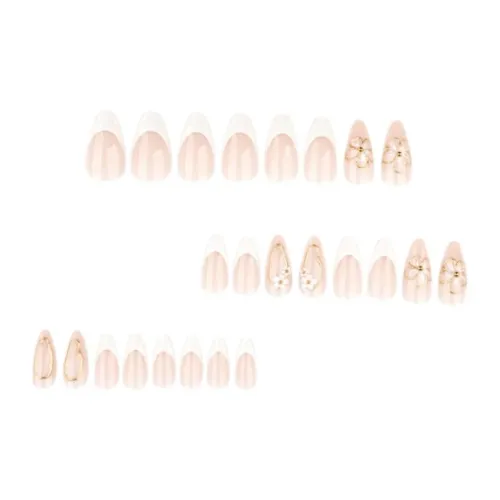 OEING False Nail Миндально-розовый Белый Смужка Французский