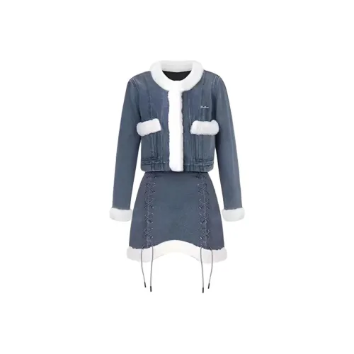 MDEHT Деним Комплекты Одежды Женские Юбка Комплекты