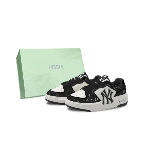 MLB Chunky Liner Double Fish Box Устойчивые к истиранию Низкие Скейтборд Кроссовки Unisex Черный Белый