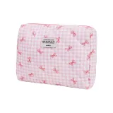 Светло-розовый клатч с бантом, размер 23*6*18