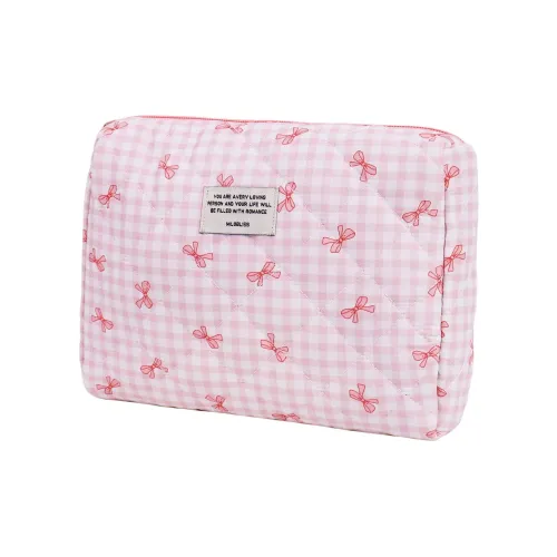 JIABITU Бант Makeup Bag Клетчатый Flat Bag Большая емкость Хорошо выглядящие сумки для хранения