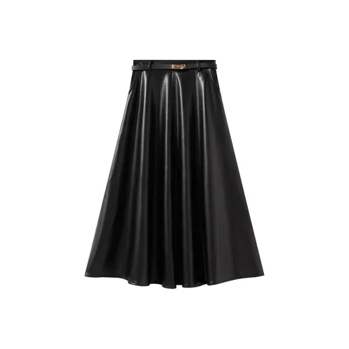 ST SAT Кожа Длинная Юбка Женская