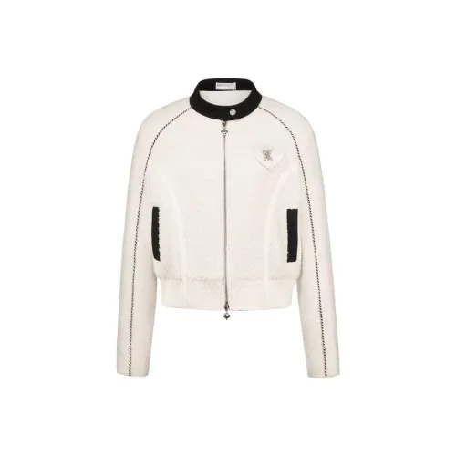 ETSE Экрю Cropped Baseball Jacket Женская Куртка