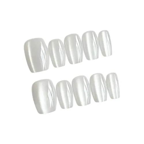 OEING False Nail Короткий LADDER Белый Серебряный Однотонный Кошачий глаз