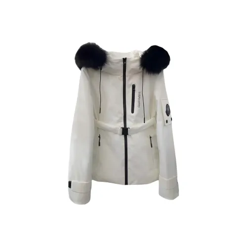 COHX Белый Ремень Женские Пуховые куртки