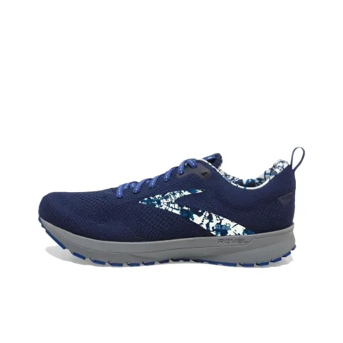 Brooks Revel 5 Амортизация Износостойкие Низкие Кроссовки для Бега Мужские Синие