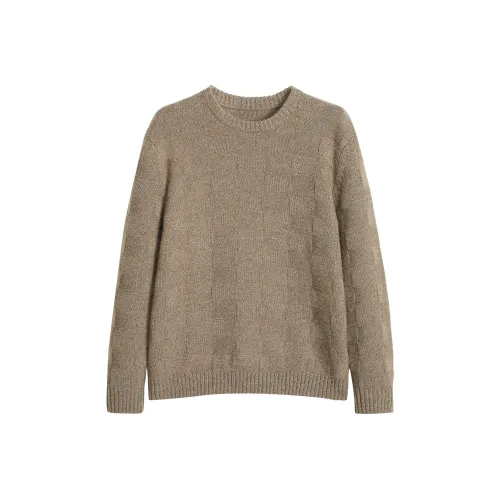 Osens Цветочный Пряжа Коричневый 100% Овечья шерсть Мужские Свитера