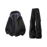 Чёрный серый топ + чёрные штаны