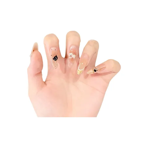 T Z Мультяшный Ручной Рисунок Щенок Французский False Nail Длинный Ледяной Прозрачный Градиентный Милый