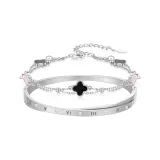 Счастливый Четырехлистный Клевер Одежда Комплекты [Серебристый Черный]