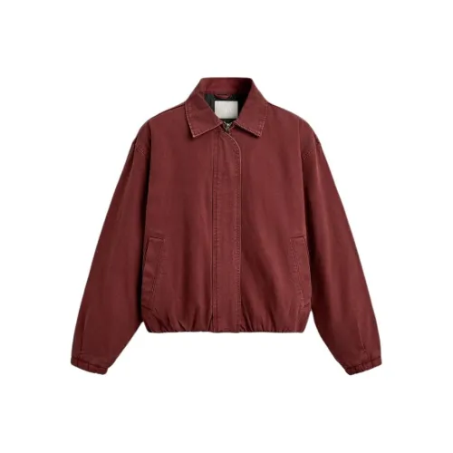 ZARA Collaboration Темно-красный цвет Мужские джинсовые куртки