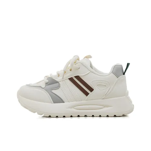 HUANQIU Противоскользящий Износостойкий Дышащий Легкий Низкий Топ Беговые кроссовки Женские Бежево-коричневый