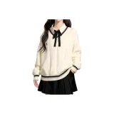 Белый свитер + черная юбка с оборками [комплект из двух предметов]