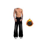 Черный Серый - Флисовая подкладка [Тяжелый Премиум Карандашные брюки, увеличивающие высоту и стройнящие фигуру]