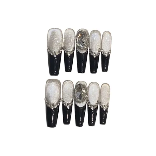 AIDINGQI Черный Золотой Принцесса Искрящийся High END Серебряный Кошачий Глаз Французский Маленький Стразы False Nail