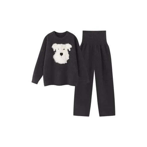 FHDET Black Set Women's Pajama Sets