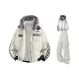 Экрю+Белый Фотиния Серый Свитшот+Черные Штаны