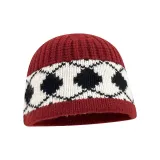 Вязаная шапка-ромб - красная